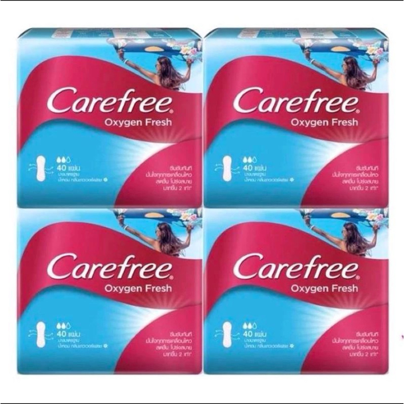 มาใหม่ พร้อมส่งค่า แคร์ฟรี ออกซิเจนเฟรช 40 แผ่น Carefree Oxygen Fresh 40 ชิ้น x 4ห่อ