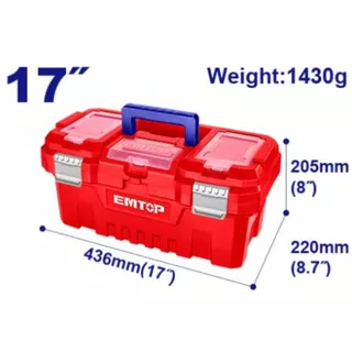 EMTOP กล่องเครื่องมือ PVC 14 นิ้ว / 17 นิ้ว / 20 นิ้ว แบบตัวล็อคพลาส / ตัวล็อคเหล็ก