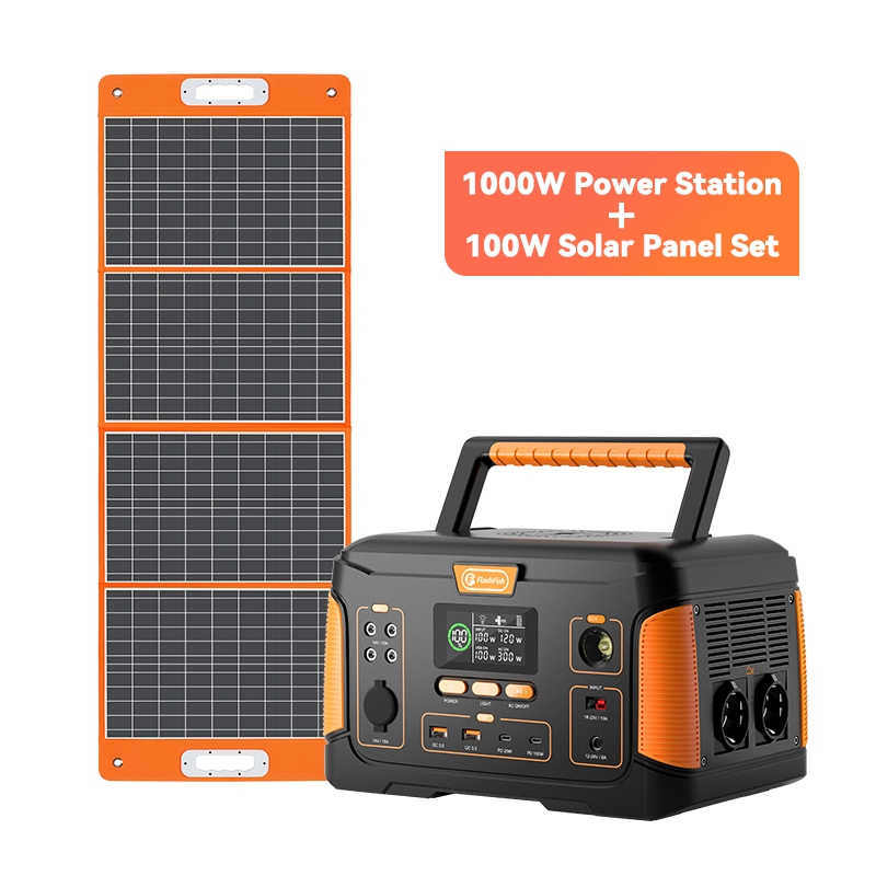 (1000W Power Box +100W แผงโซล่าเซลล์)Flashfish 1000W Portable Power Station Camping Power box แค้มป์ปิ้ง เครื่องกําเนิดไ