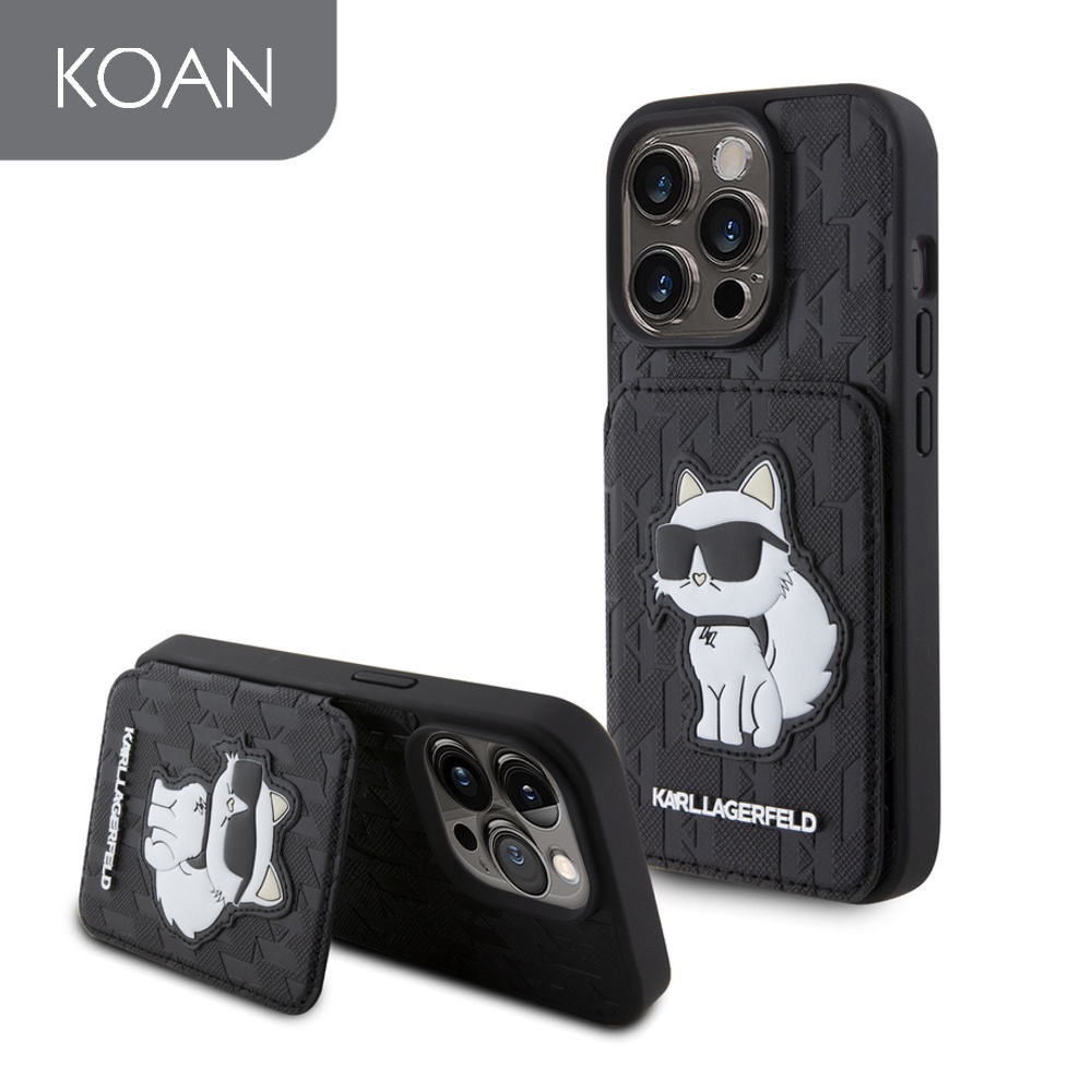 เคสมือถือ KARL Choupette Saffiano With Cardslots for iP 15 Pro - Black
