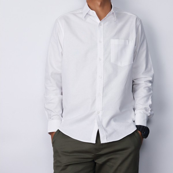 เสื้อเชิ้ตแขนยาวสีขาว M-5XL คอปก ผ้าoxford มีทั้งไซส์เล็ก-ใหญ่มาก จัดส่งทั่วประเทศ เก็บเงินปลายทาง
