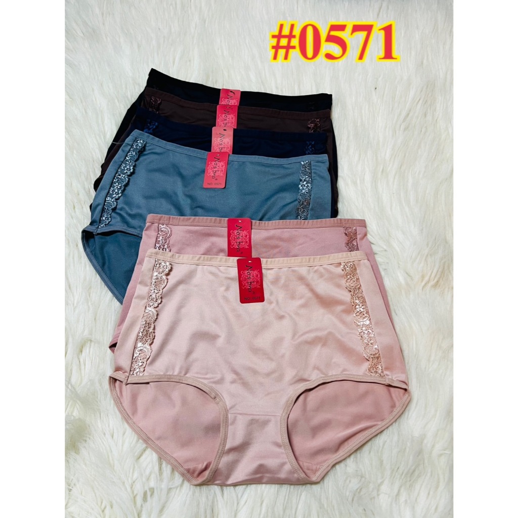 NO.0571 ยี่ห้อ No's bra ไซส์ XL กางเกงในเต็มก้น เอวสูงเต็มตัวเก็บทรงเนื้อผ้ามันบางนุ่มๆลื่นๆ ใส่สบาย