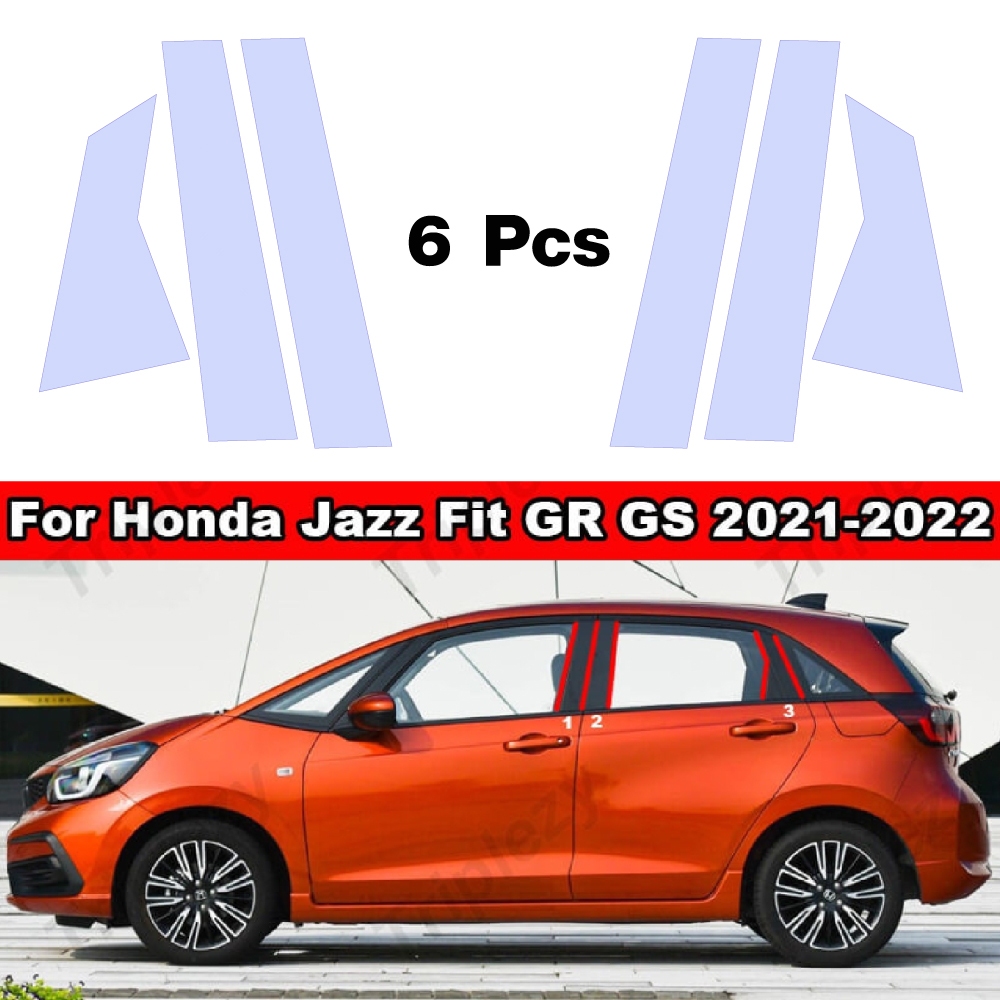 Honda Jazz (2001-2022) สติกเกอร์คาร์บอนไฟเบอร์คาร์บอนเสากลางหน้าต่าง  ตกแต่งสำหรับ Honda Jazz