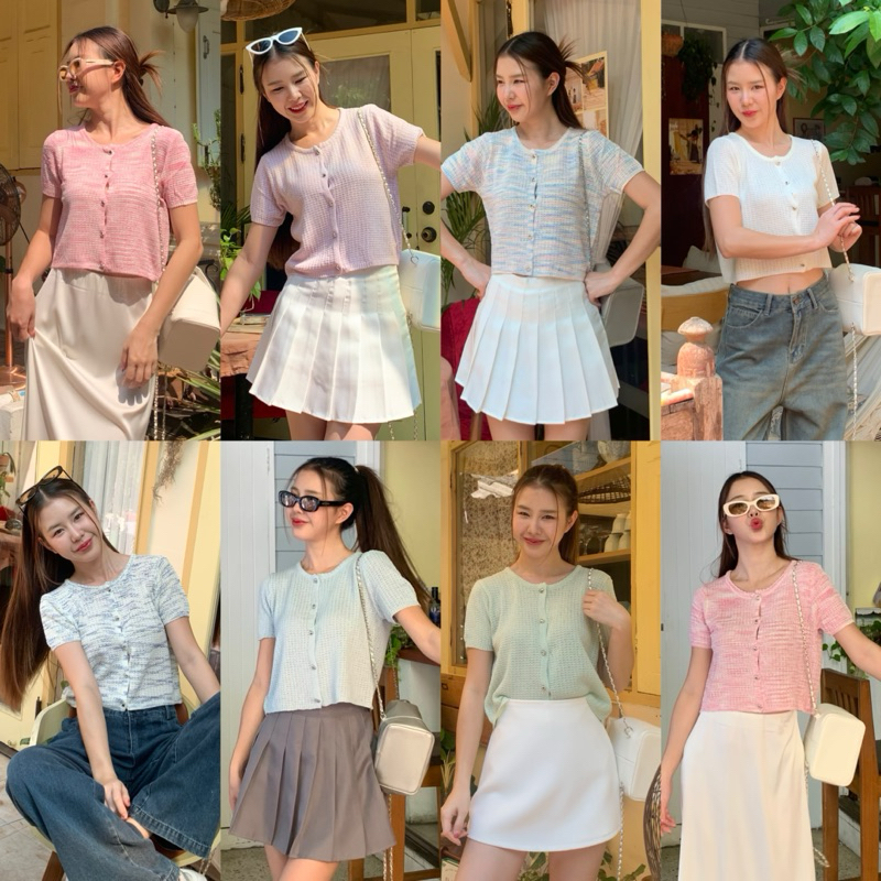 3pcs.basket "T2418" Judy top เสื้อกระดุมหัวใจ