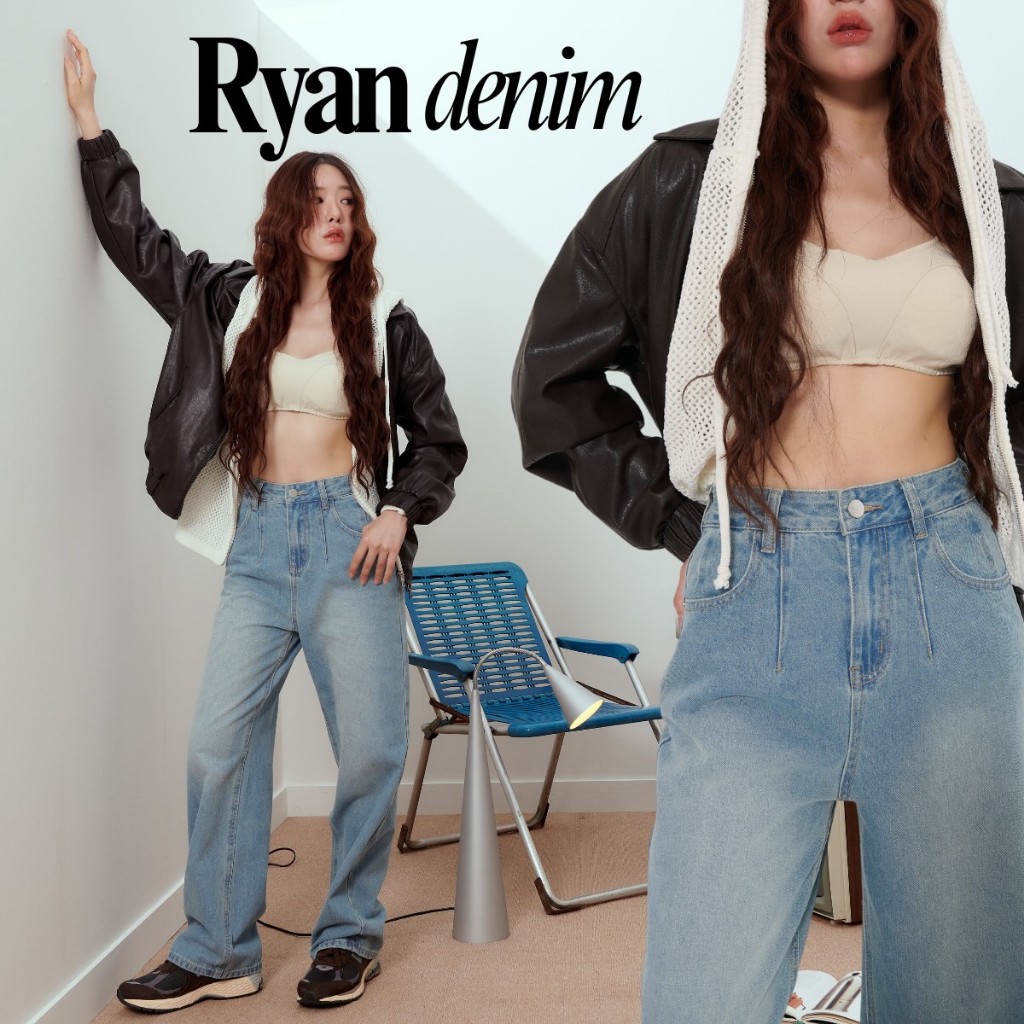 NIPPERISDABEST กางเกงยีนส์รุ่น Ryan Denim ทรงกระบอก สียีนส์กลาง #NPJ702