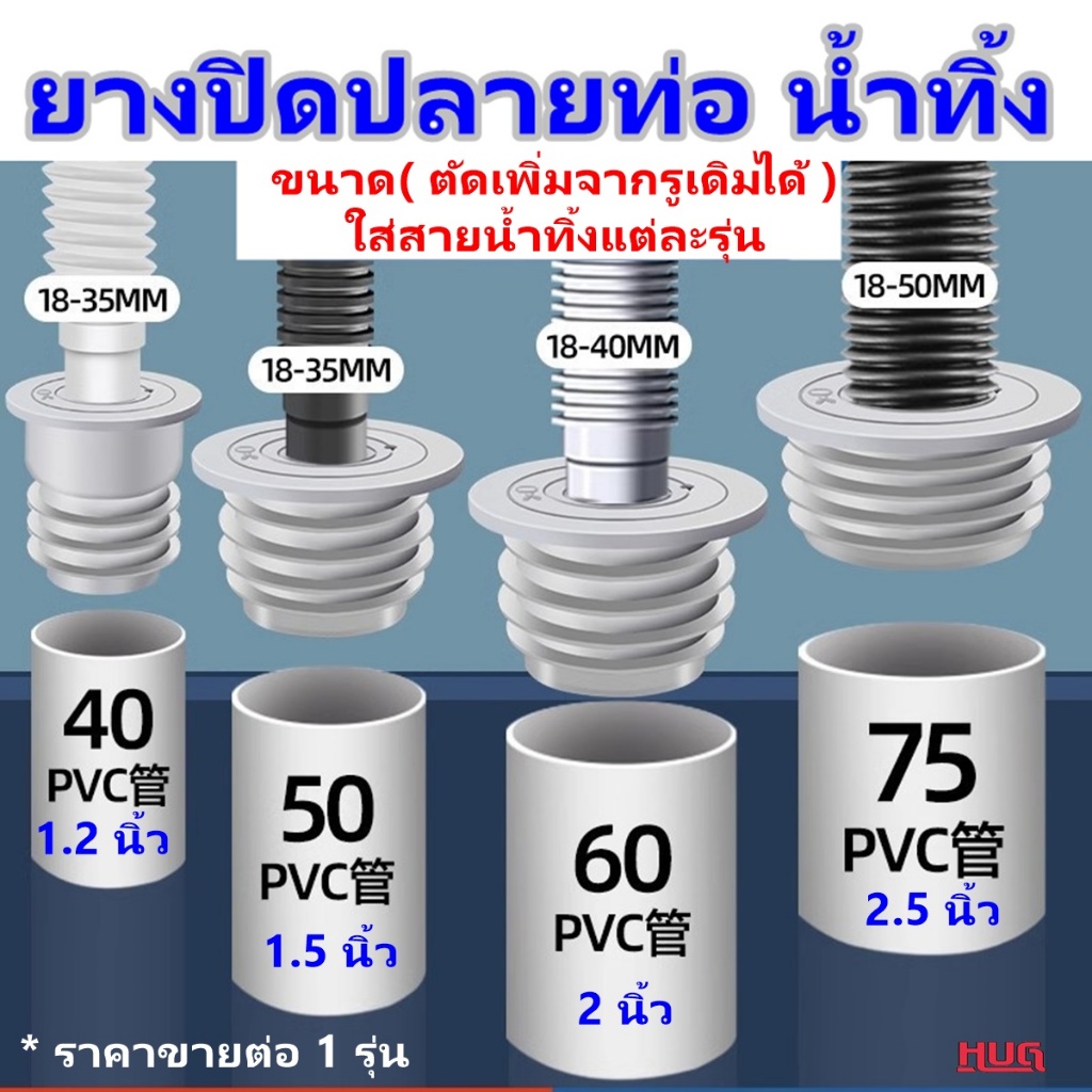 ยางปิดท่อ (SG) จุกยาง ท่อระบายน้ำ ยางปิดปลายท่อน้ำทิ้ง ครอบ สายน้ำทิ้ง  ปิดท่อ สายน้ำทิ้ง ยางปิดปลาย