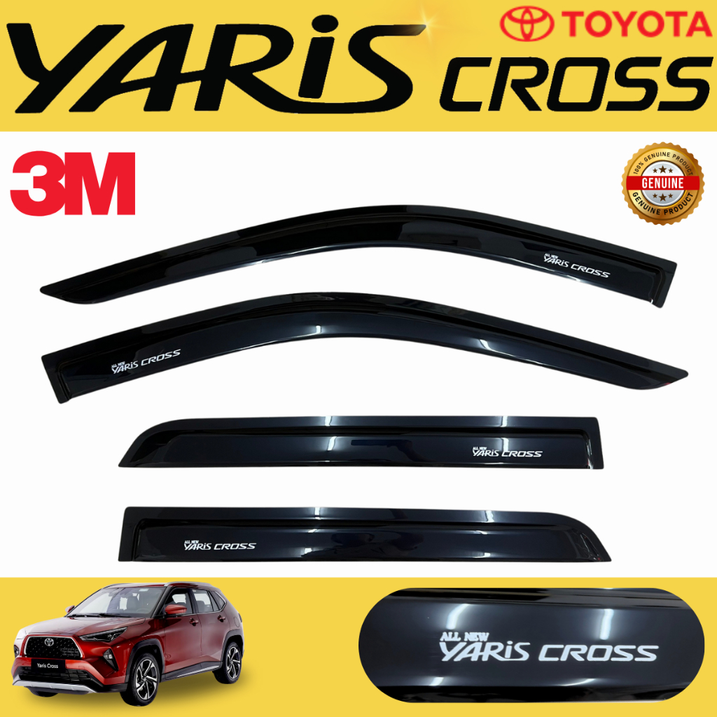 กันสาดอะคริลิคแท้ Yaris cross 2024 5ประตู รุ่นใหม่ล่าสุด 3Mแท้! กันสาดยาริสครอส 2024 4ชิ้น ดำทึบแสง