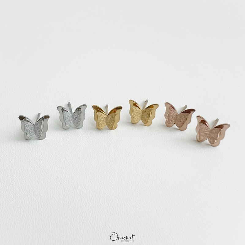 Iris butterfly 14k earrings. (ต่างหูแบบติดหูตัวเรือนสแตนเลส สวยทน ใส่ลุยได้ไม่ลอกไม่ดำ)