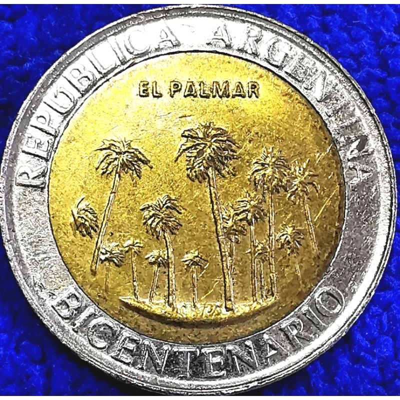 เหรียญ​อาร์เจน​ติ​น่า​ Argentina, 1 Peso, (ที่ระลึก​100​ปี​ปฏิวัติ), #4254, ใช้แล้ว