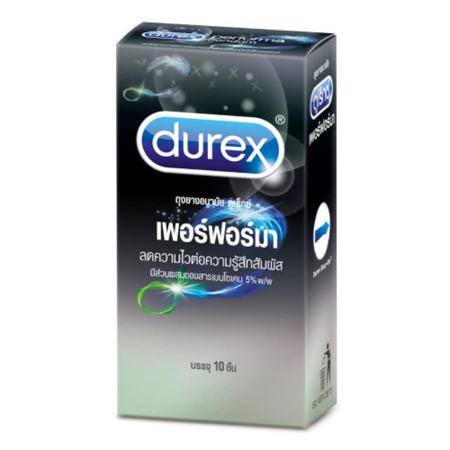 EXP 2029 Durex Performa ดูเร็กซ์ เพอร์ฟอร์มา ถุงยางอนามัยลดความไวต่อความรู้สึกสัมผัส 52.5 มม.10 ชิ้น