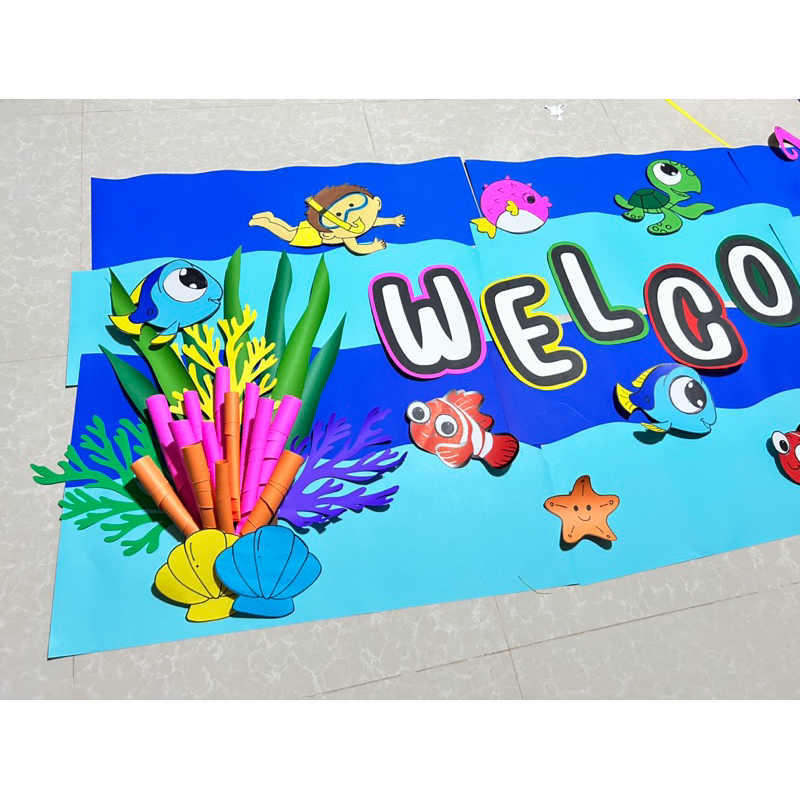 🪼สื่อการสอนตกแต่งห้องเรียน🪼welcome หมวดสัตว์น้ำ ตกแต่งห้องเรียน