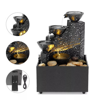 น้ำตกตกแต่งสวน น้ำพุทำสมาธิในร่มที่มีแสง น้ำพุน้ำในร่ม น้ำพุ…