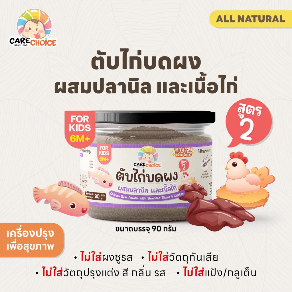 C089 เนื้อสัตว์รวมบดผง ปลานิล เนื้อไก่ ตับไก่ 80g เนื้อสัตว์ เด็ก อาหารเสริมทารก 6 เดือน บดผง