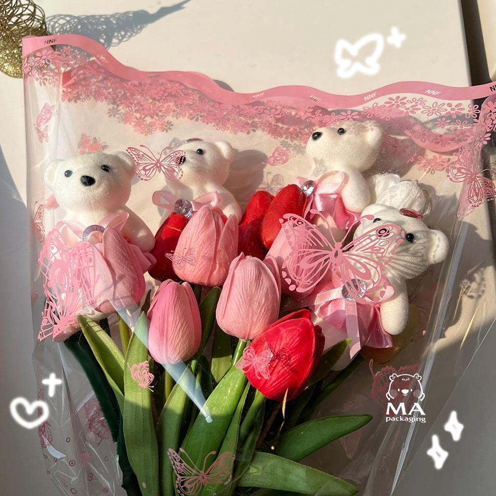 ถุงใส่ดอกไม้ใส เหมาะสำหรับวันพิเศษ 50 ชิ้น ลายลานผีเสื้อ A12 - รูปที่ 2