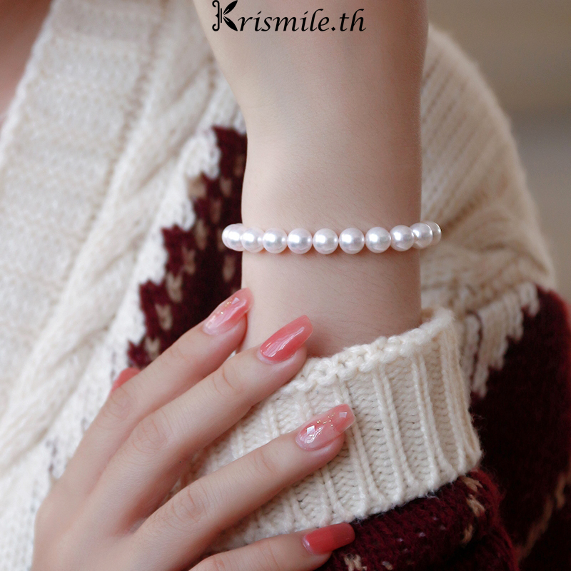 COD-ในไทย💖1บาท สร้อยข้อมือ มุก สีพื้น ย้อนยุค สไตล์เกาหลีเรียบง่าย สำหรับผู้หญิง ราคาถูกที่สุด