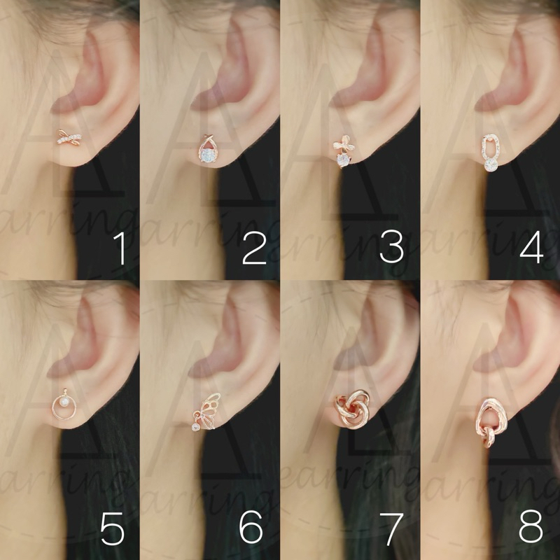 [มินิมอลสีพิงค์โกลด์72] ต่างหูมินิมอลแบบติดหู ราคาต่อ1คู่ พร้อมแป้น(ทับหลัง)แบบโลหะทุกคู่
