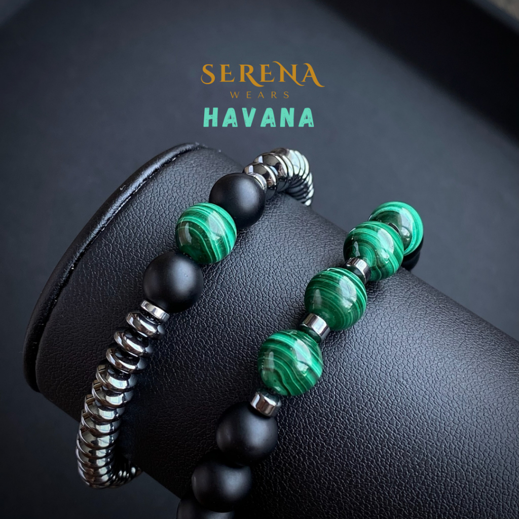 SERENA x HAVANA กำไลหินแท้ Malachite, Black Onyx และ Hematite