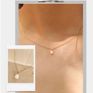 สร้อยคอจี้มุกน้ำจืดแท้ดีไซน์สวยน่ารัก🐚