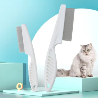 yoyopet : หวีสแตนเลส หวีซี่ ด้ามจับพลาสติก สำหรับหมา แมว หวีปม-สางขนสัตว์เลี้ยง ให้ขนสวย ไม่ฟู
