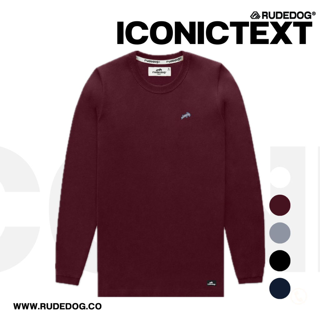เสื้อยืดแขนยาว แบรนด์ RUDEDOG นุ่มตัวท็อป รุ่น ICONIC TEXT