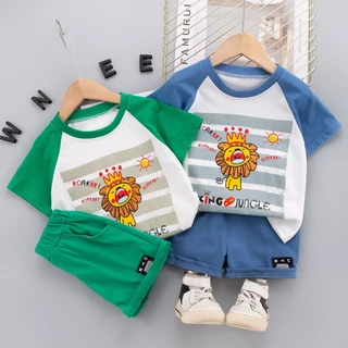 Babyonline(Y126)D4-0F1 (ส่งด่วน1วัน)ชุดเซ็ตเสื้อแขนสั้นกางเกงขาสั้นลายการ์ตูนสุดน่ารัก ผ้าฝ้าย นิ่ม ใส่สบาย