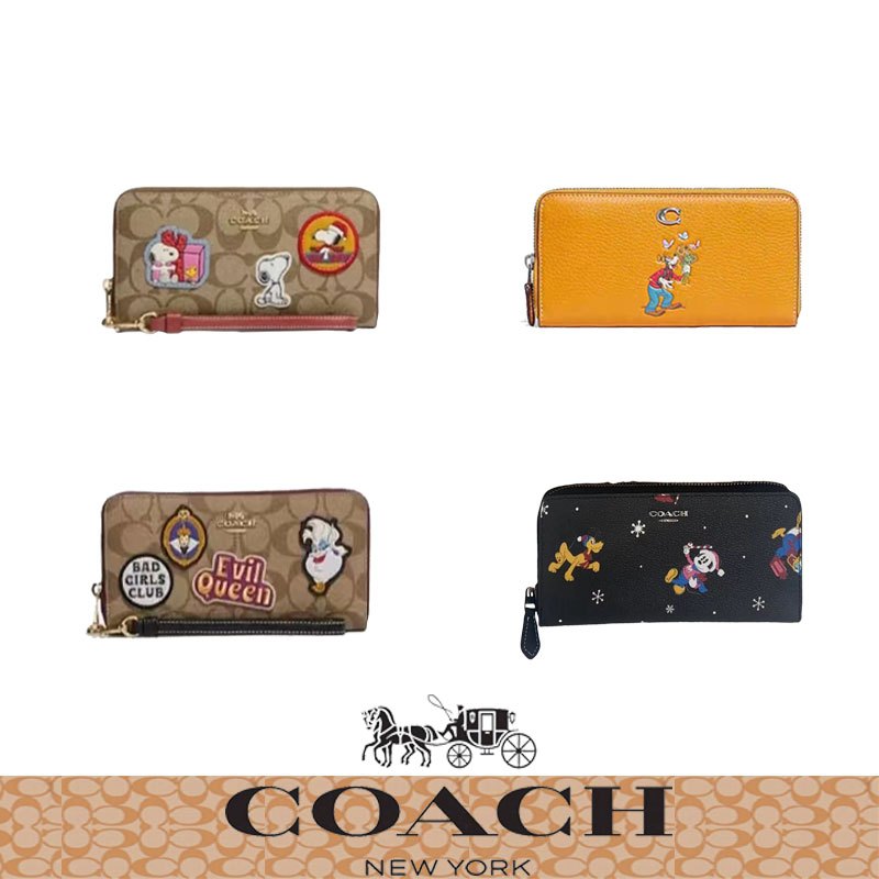 COACHพร้อมใบซื้อเหรียญห้อยป้าย -Disney co-branded กระเป๋าสตางค์ใบยาวผู้หญิง