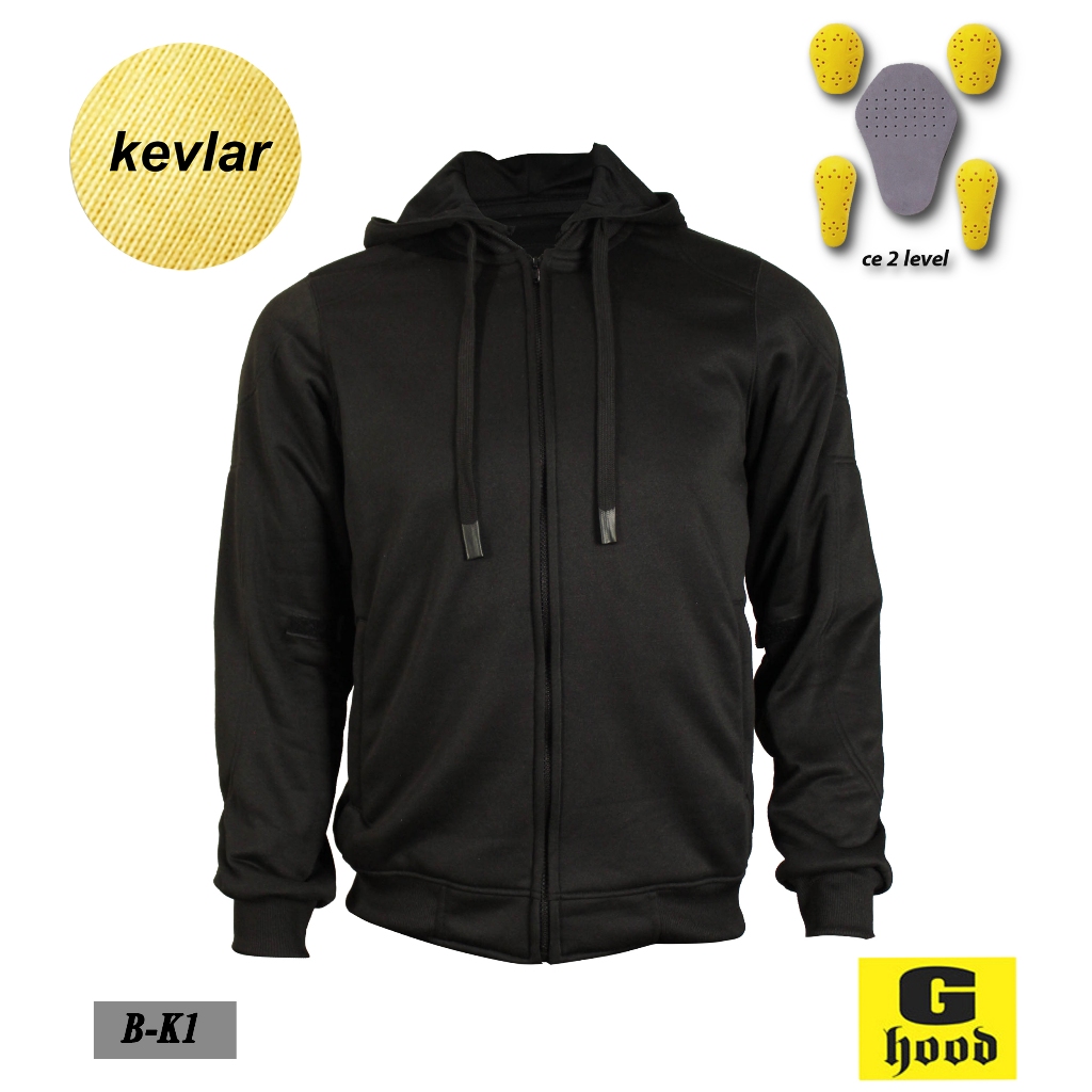 เสื้อฮู้ดการ์ด เครฟล่า Kevlar Aramid Fiber สีดำ