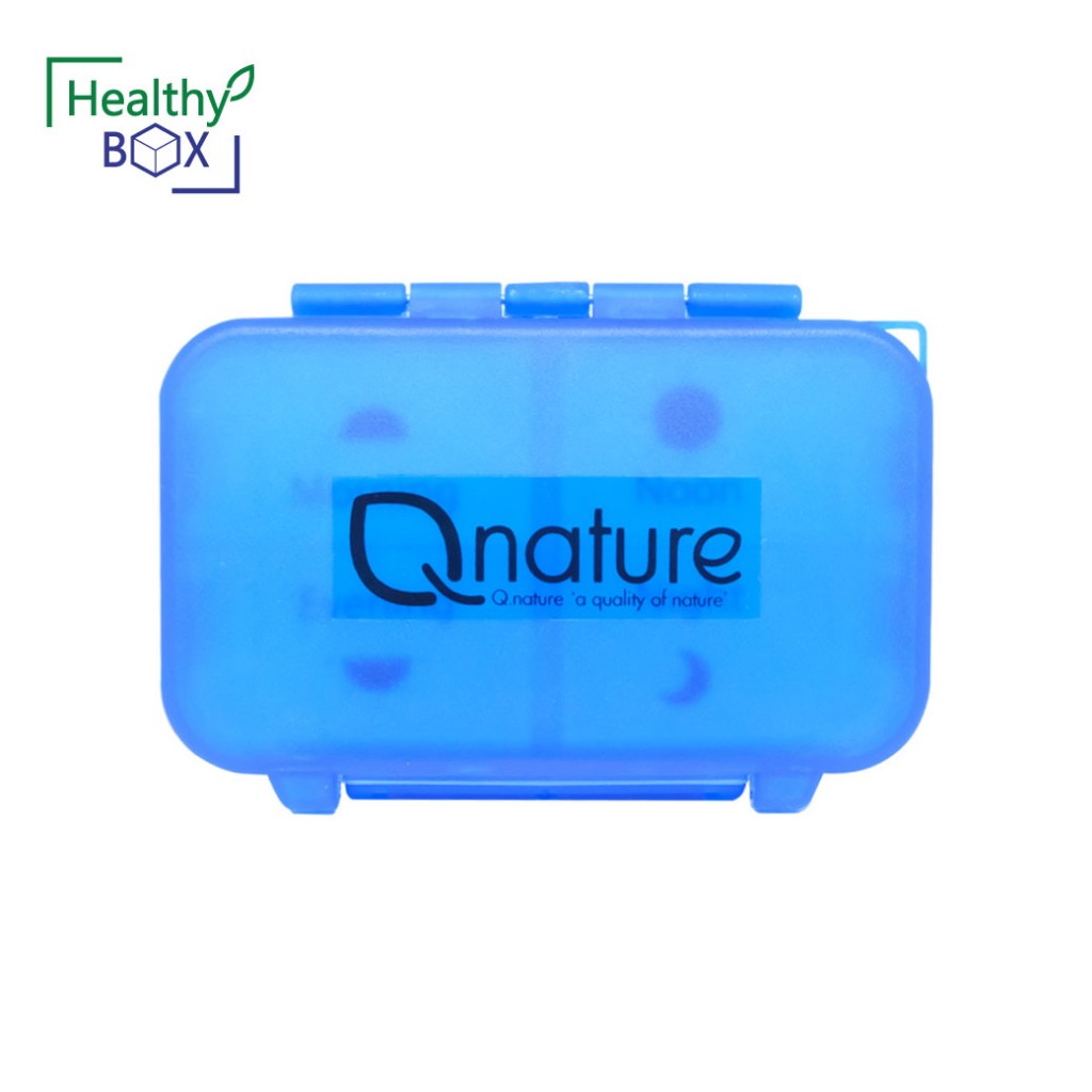 QNature สีน้ำเงิน ตลับยา 4 ช่อง พกพาสะดวก Q nature