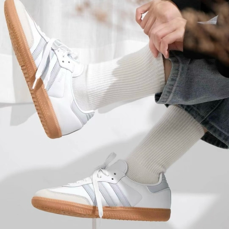 (พร้อมส่ง ) ADIDAS SAMBA OG  CLOUD WHITE/ HALO BLUE  สีฟ้าพาสเทล ของแท้ 100%