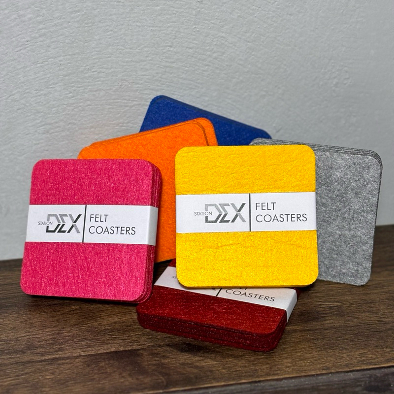 ที่รองแก้ว Felt Coasters สี่เหลี่ยม 🟧 ( ver. สีฉูดฉาด 🌈 )