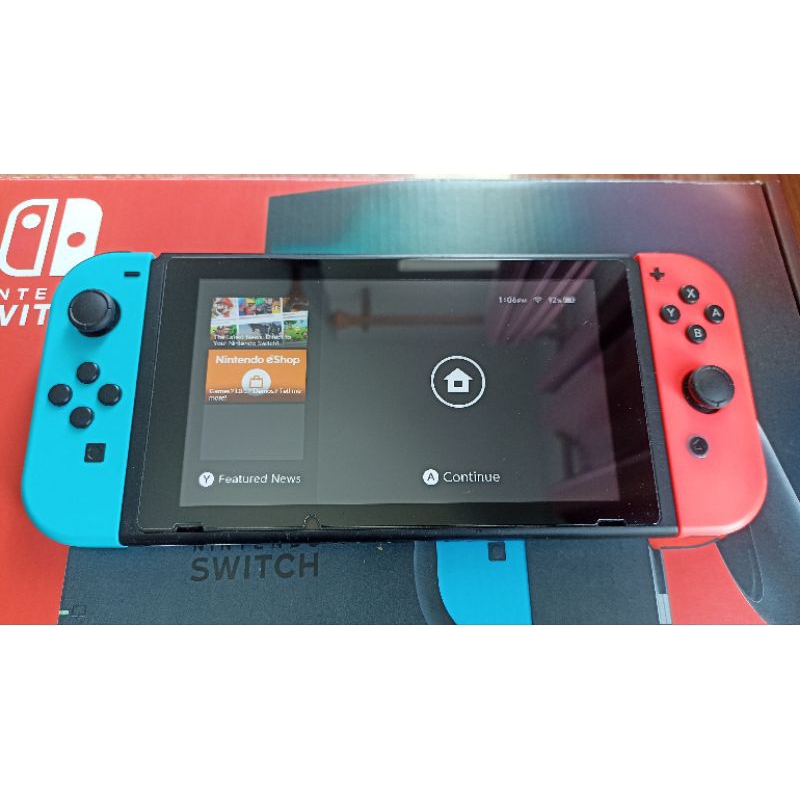 (ครบกล่อง) เครื่อง Nintendo Switch v.2 สีนีออน กล่องแดง แบตอึด  มือสอง สภาพ 94%