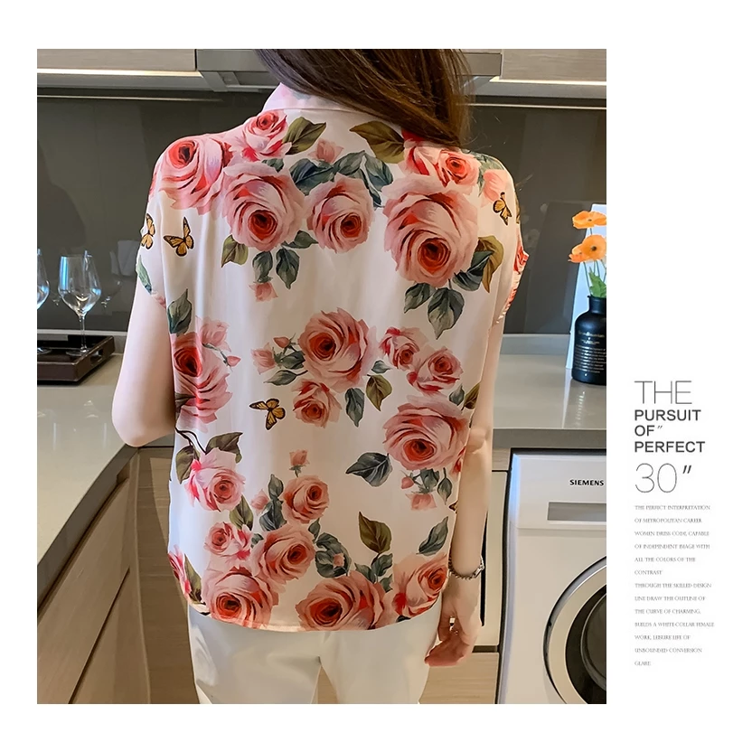 MIMI&DIDI W328 เสื้อเชิ้ตฮาวายลายดอกแขนสั้น ผ้าชีฟอง thumbnail 10