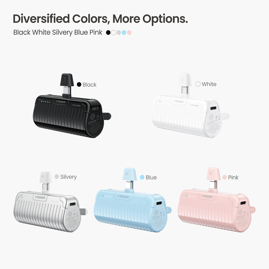 [Veger P5-C Pro] Powerbank แบตสำรอง หัวชาร์จType C ความจุ 5000mAh แบตเตอรี่สำรอง รองรับชาร์จไว ได้มาตรฐาน น้ำหนักเบา