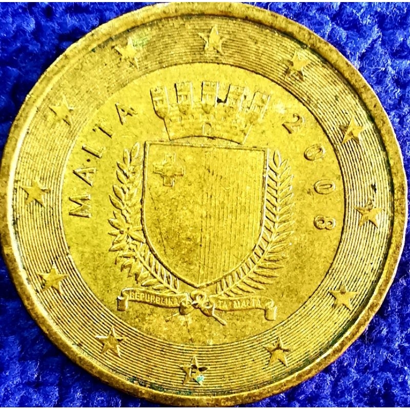 เหรียญ​ยูโร, มอลตา​ Malta, 10 Euro​Cent,​ #​2784E, ใช้แล้ว​