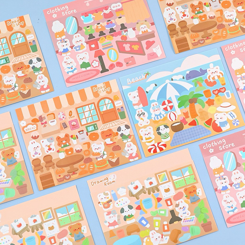 สติ๊กเกอร์ จัดสวน น่ารัก สำหรับเด็กผู้หญิง DIY ตกแต่ง ชุดวัสดุ สติ๊กเกอร์การ์ตูนน่ารัก