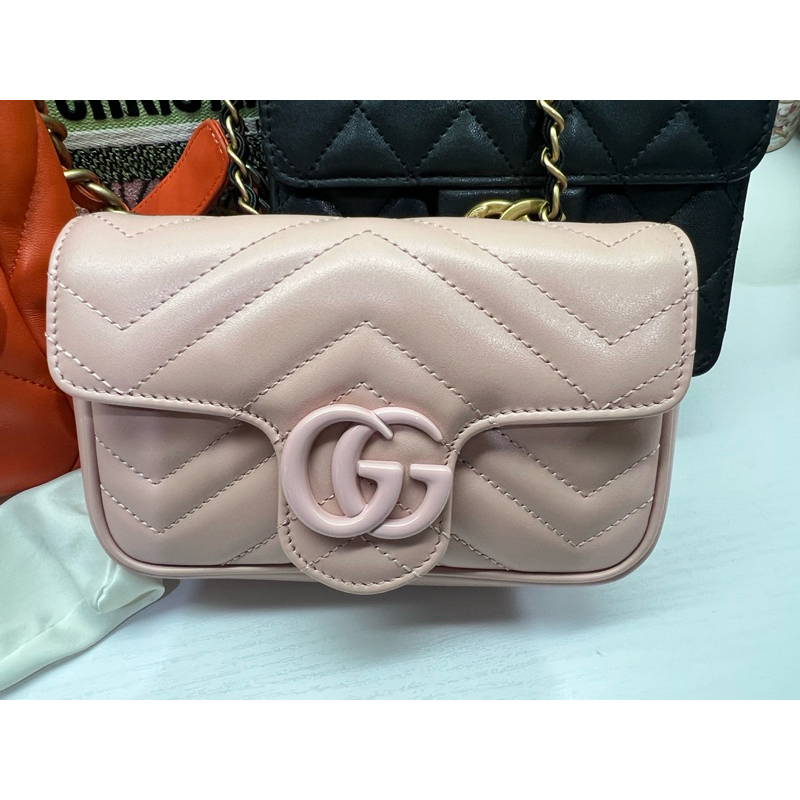 (มือ2) Gucci Marmont Mini Belt bag Pink ceramic