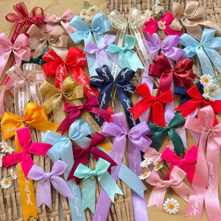 (พร้อมส่ง) โบว์ DIY ติดของขวัญ ติดช่อดอกไม้💐 ทำมาลัย จากริบบิ้นผ้าซาติน 🎀 โบว์สำเร็จรูป Bow Ribbon ของขวัญ งาน วันสำคัญ
