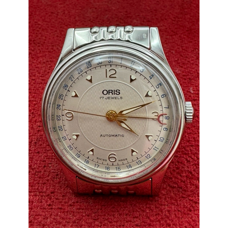 ORIS 17 Jewels Automatic  สี่เข็ม เข็มชี้วันที่ก้ามปู ตัวเรือนสแตนเลส นาฬิกาผู้ชาย มือสองของแท้