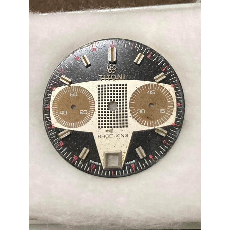 หน้าปัดเดิมๆนาฬิกาจับเวลาในตำนาน Vintage Spare Part Dial Titoni Race King Chronograph 3000RK 1970’s 40mm