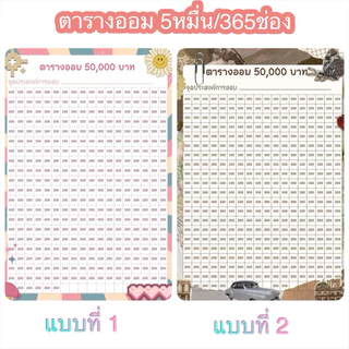 สติ๊กเกอร์ตารางออมเงินขนาดA5 ออม1หมื่นถึง1แสนบาท มีให้เลือกหลากหลาย