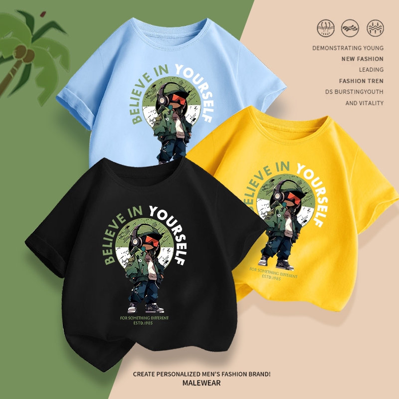 H795เสื้อยืดเด็กแขนสั่ง.ผ้านุ่นใส่สบายทั้งเด็กชายกับเด็กหญิง