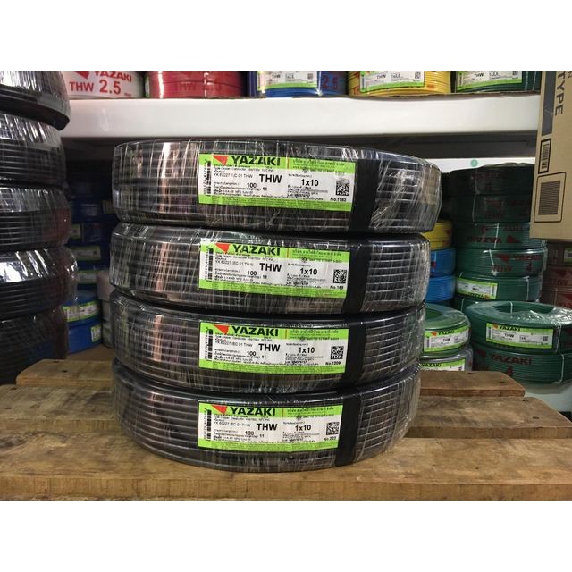 สายไฟ ตัดแบ่ง 10 เมตร THW 10 / 16 / 25 / 35 / 50 sq.mm. ยาซากิ YAZAKI สายแข็ง แกนเดียว ทองแดง