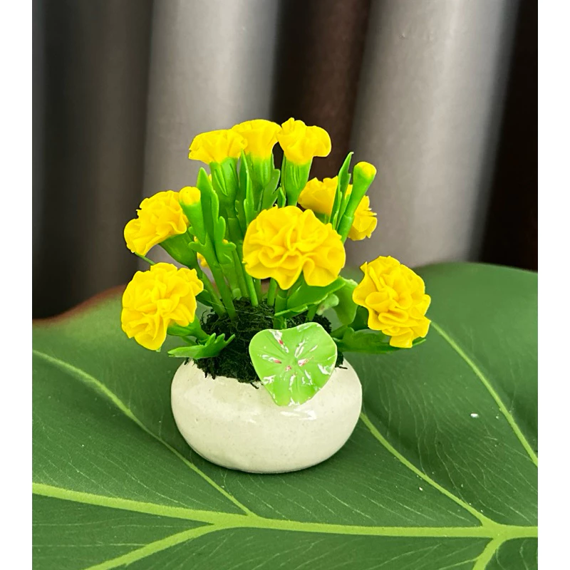ดอกดาวเรืองดินปั้น ดาวเรืองประดิษฐ์พร้อมแจกัน **มีหลายแบบ**