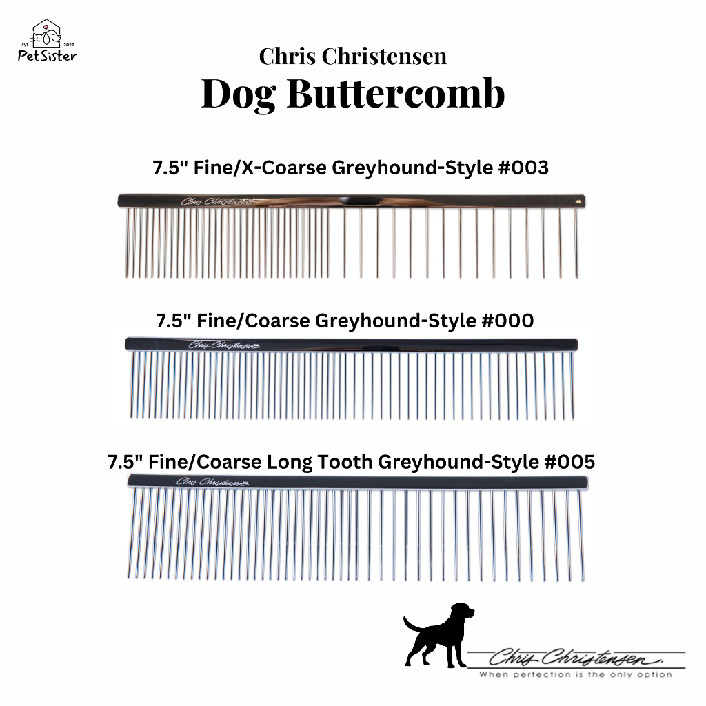 ส่งฟรี หวี Chris Christensen Greyhound-Style Buttercomb หวีซี่เหล็กสัตว์เลี้ยงรุ่น 013, 500 x Petsist