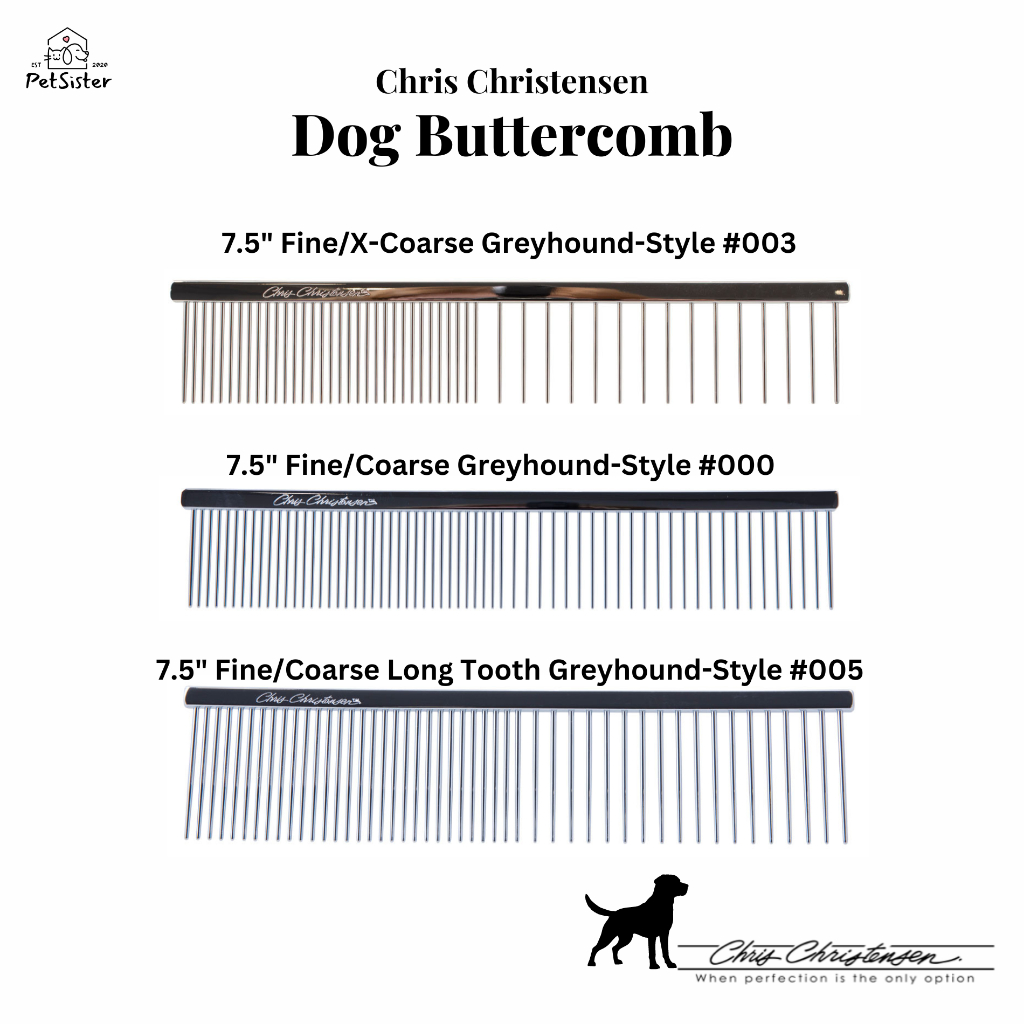หวี Chris Christensen Greyhound-Style Buttercomb หวีซี่เหล็กสัตว์เลี้ยงรุ่น 013, 500 x Petsist