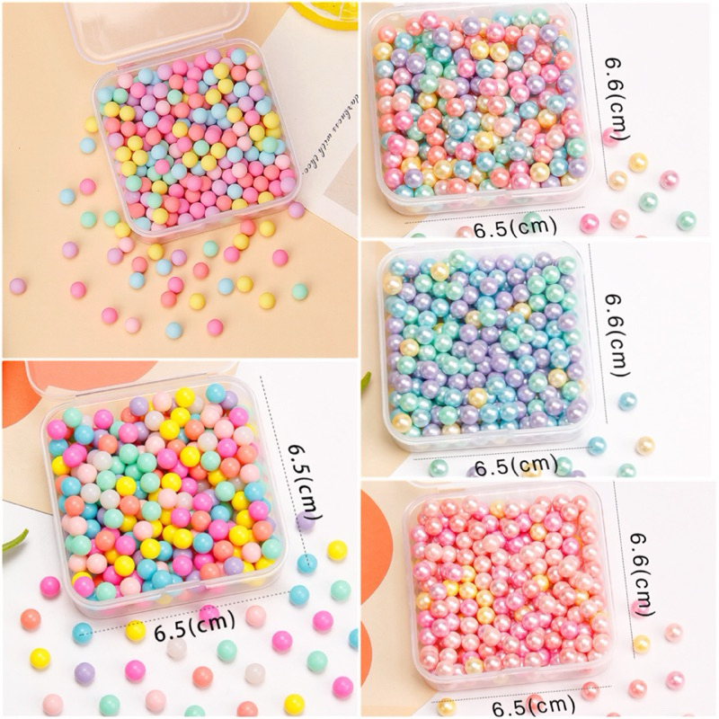 มุก เม็ดสีพาสเทล ลูกปัด ลูกบอล ผิวด้าน ผิวเงา แคนดี้ ตกแต่ง Diy ชนิดไม่มีรู 6 มิล