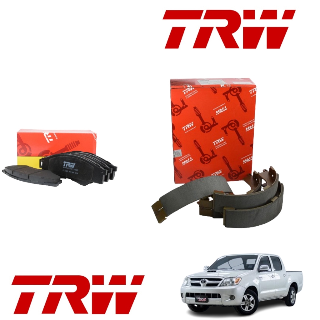TRW ผ้าเบรคหน้า ก้ามเบรคหลัง Toyota Hilux Vigo โตโยต้า วีโก้ ปี 2004-2007 2WD ตัวเตี้ย