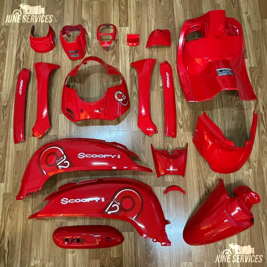 ชุดสี Scoopy i (ปี2017-2019) 18 ชิ้น สีแดงสดล้วน (353) ติดลายClub12ปี2018แดง