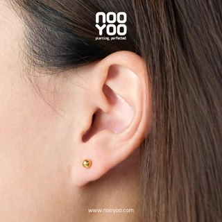 NooYoo ต่างหูสำหรับผิวแพ้ง่าย Ball 3 และ 4 mm Surgical Steel (สีขาว/สีทอง)
