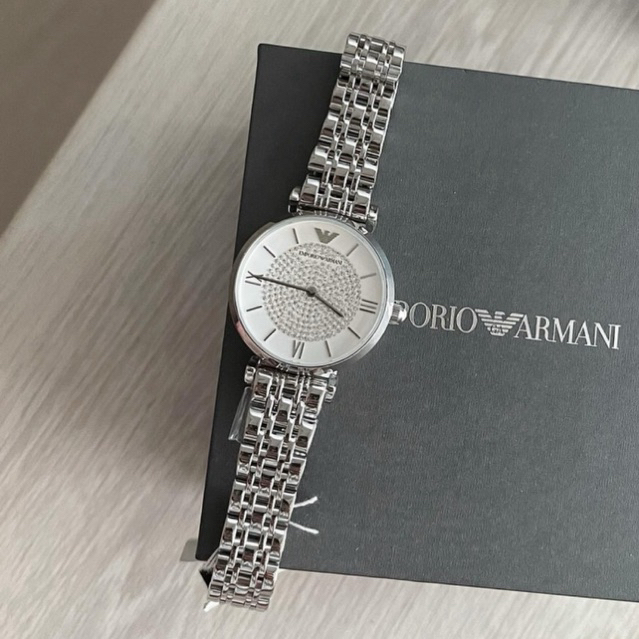 **พร้อมส่ง ของแท้** Armani Gianni silver watch 32 mm